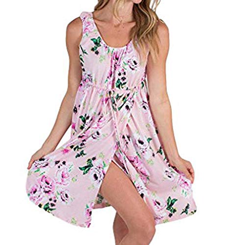2 in 1 Maternity Nursing Nightdress Maternity Hospital Gown Pregnancy Breastfeeding Floral Polka Dot Dress Pink