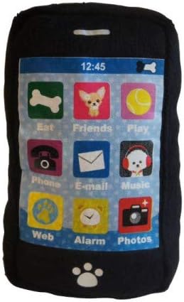 PetLondon Smart Phone Soft Plush Puppy Dog Toy iBone, 6" Realistic Dog Toy Phone Shape Black Plush London - Image 4