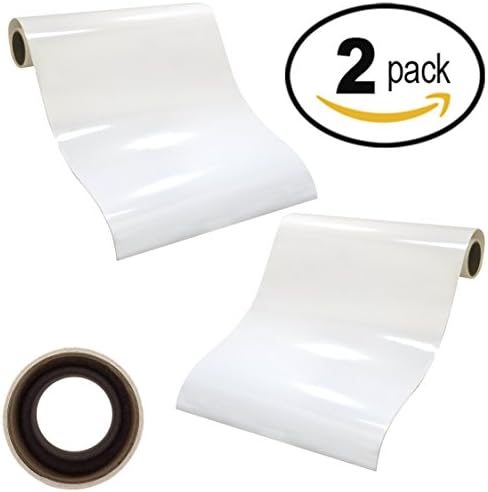 WEEDS EASILY 2 PACK WHITE GLOSSY ADHESIVE VINYL 12" X 8' ROLLS of Non-Stretchy, Made in USA for Cricut, Silhouette Cameo, Oracal Vinyl Cutters, Printers, Letters, Decals, Signs by Angel Crafts