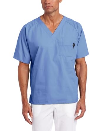 Wonderwink Men S Raglan Solid 5 Pocket Scrub Top Ceil Blue Large