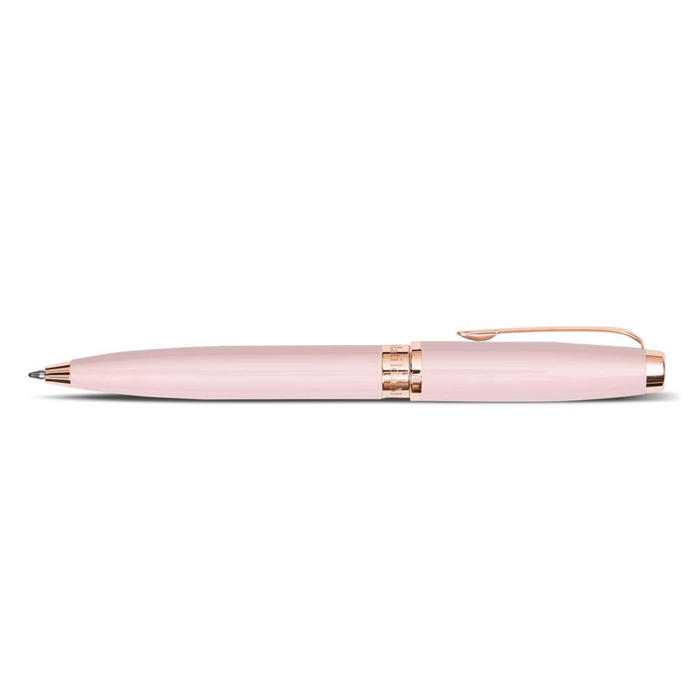 Matilda Myres Rose Gold Ball Pen | Premium Ballpoint Pen with Patent Barrel & Draw-String Carry Pouch | Smooth Writing Pen for Stationery, Notes & Gifts | Pink