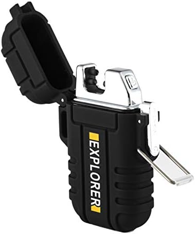 Doublewhale Electric Dual Arc Lighter,USB Rechargeable Portable Windproof Waterproof Plasma Lighter,for Camping Hiking Adventure Outdoor Survival Grilling BBQ Pocket Lighter
