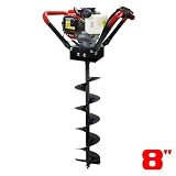 XtremepowerUS 1-Person Post Hole Digger Auger V-Type 55CC 2 Stroke Recoil Start Digger Powerhead+ 8" Bit inch Set EPA Motor