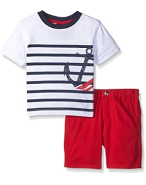 Nautica Baby Boys' 2 Piece Anchor Stripe Tee Shirt Set