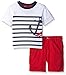 Nautica Baby 2 Piece Anchor Stripe Tee Shirt Set, White, 6/9 Months