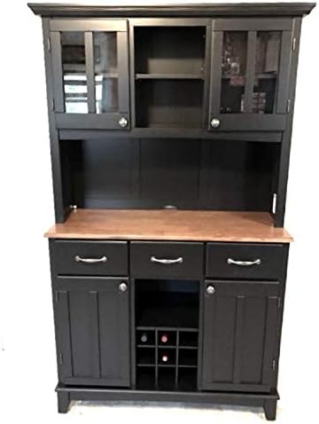 Amazon Com Farmhouse Buffet Cabinet Hardwood Black Cottage Oak Wood Top Hutch Adjustable Shelf Drawers Wine Rack Kitchen Dining Room Traditional Ebook By Jefshop Buffets Sideboards