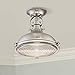 Possini Euro Design Verndale Industrial Ceiling Light Semi-Flush Mount Fixture Brushed Nickel Dome 11 3/4