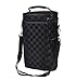 Vina 2 Bottle Wine Tote Bag, Insulated Black Grid Wine or Beer Cooler Carrier Case with Shoulder Strap + Free Corkscrew, Wine Gift Bag for Travel and Picnic, Black