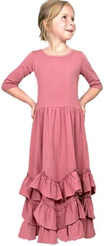 Jennifer and June Tiered Prairie Princess Ruffle Maxi Dress for Toddler Girls. Sizes 3T, 4T, 5T, 6T, 7T