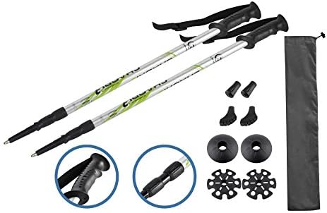 CHAORI Walking Poles/Trekking Poles/Hiking Sticks, Sandure Adjustable Retractable Anti-Shock Lightweight Aluminum Stick for Outdoor Walking/Climbing, 1 Pair[The shortest 25",The longest 53"]