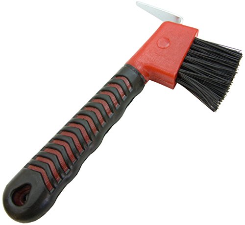 Intrepid international rubber hoof pick with brush, red