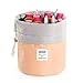Travel Cosmetic Bags Barrel Makeup Bag,Women &Girls Portable Foldable Cases,Euow Multifunctional Toiletry Bucket Bags Round Organizer Storage Pocket Soft Collapsible,Waterproof. (Pink)