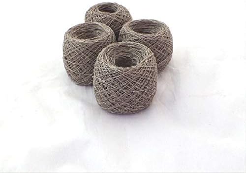 Linen Yarn for Handmade Knitting, 4 x 3.5 oz Hand Spun, Undyed Natural Unbleached