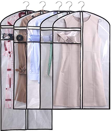 KIMBORA Hanging Garment Bags for Closet Clothes Storage Clear Dust Covers Breathable Light weight Suit Bags with Accessories Zipper Pocket (White, 5) - Thumbnail 7