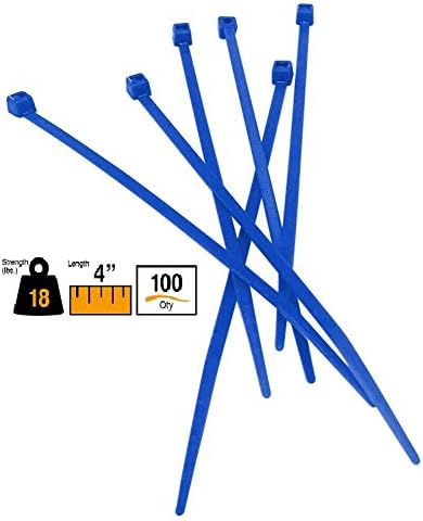 BuyCableTies 4" Miniature Style Indoor Cable Ties - 18 lb Rated - Made in USA - Blue - 100 per bag