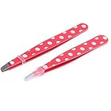 2pcs Professional Stainless Steel Slant Tip Hair Removal Eyebrow Tweezer Makeup