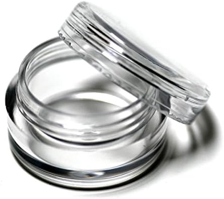 AEXGE 3Gram 3ML Empty Clear Plastic Cosmetic Container Jars with Screw Cap Lids For Eye shadow Makeup Nail Powder Etc(50 PCS)