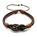 JEWELRIESHOP Young and Cool Handmade Countryside Style Genuine Real Leather Braid Infinity Lock Bracelet,Adjustable