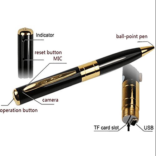 HD 1280x960 Ball-point Pen Stlyle Hidden Camera Mini DV Built-in MIC for AV Recording (Gold)
