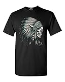 Shop4Ever Skull Headdress Side T-shirt Native American Shirts