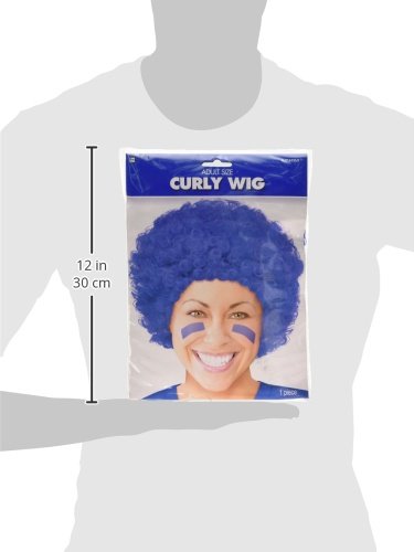 Amscan Curly Afro Wig (1 Piece), Blue, 11 x 8"