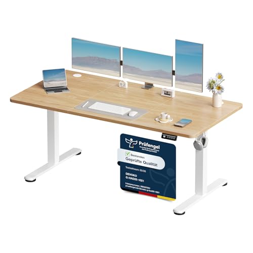 Devoko Elektrisch Höhenverstellbarer Schreibtisch 160 x 60cm, Stabiler Schreibtisch Höhenverstellbar Tisch, Steh-Sitz Bürotisch, Computertisch mit Mem