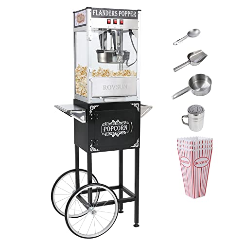 ROVSUN Popcorn Machine Movie Theater Style with Cart & Wheels, 8 Ounce