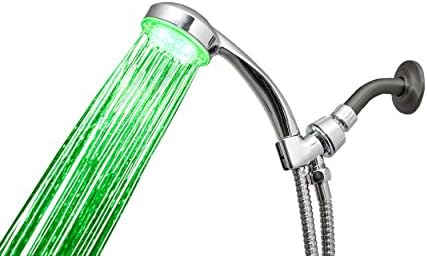 Handheld LED Shower Head with Temperature Sensing Technology - 3 Vibrant Colors Change Automatically According to Water Temperature All Chrome High Pressure - Great for Kids and Pets