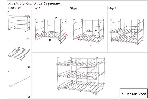 Can Organizer Stackable Can Storage Dispenser Rack 3 Tier Holds up 36 Cans Rotates First in First Out for Kitchen Cabinet or Pantry, Chrome Finish