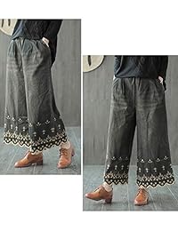 Pantalones vaqueros para dama, estilo casual, sueltos, anchos, con dobladillo y bolsillos