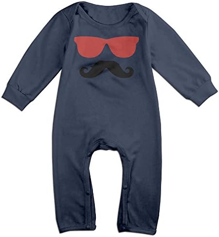 Cowboy Moustache Sunglasses Baby Cotton Bodysuit 18 Months Navy