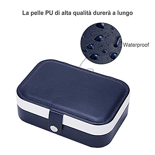 LOBKIN Scatole portagioie Gioielli da Viaggio da Donna Organizzatore Organizzatore Gioielli Scatola immagazzinaggio Piccole Dimensioni Scatola di Gioielli per Anelli Orecchini Collane Bracciali (Blu)