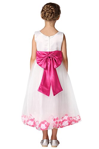 YMING Girl Petals Princess Wedding Party Flower Dress Pink White 2-3 Years