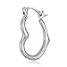 14k White Gold Heart Shaped Hoop Earrings (13 x 15mm)