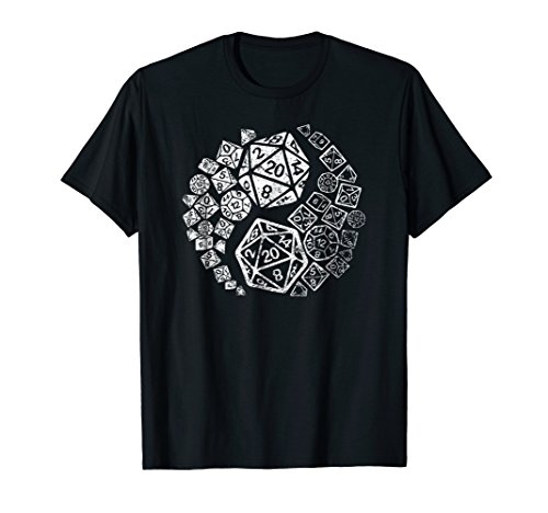 Mens "Yin Yang Dice" Good and Evil Dungeon DM T-shirt Medium Black