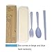 Honbay 3PCS Portable Cutlery Boreal Europe Style Wheat Straw Spoon Chopstick Fork Tableware set for Travel, Picnic, Camping or Just for Daily Use (Blue)