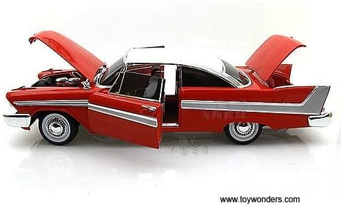 carolirala Awss102 Auto World Silver Screen Machines Christine - Plymouth Fury Hard Top Hard Top (1958, 1:18, Red) Awss102 Diecast Car Model Auto Vehicle Automobile Metal Iron Toy