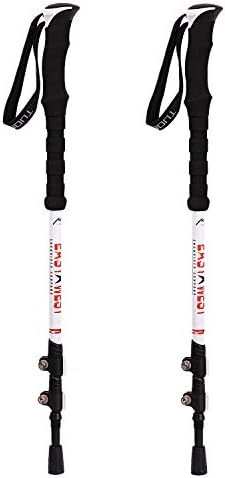XinZHiYuAy Carbon Fiber Trekking Poles, Collapsible, Lightweight, Shock-Absorbent Hiking Stick, Adjustable Walking Stick with EVA Grips, Quick Flip Locks, 4 Season, Carry Bag Included, White