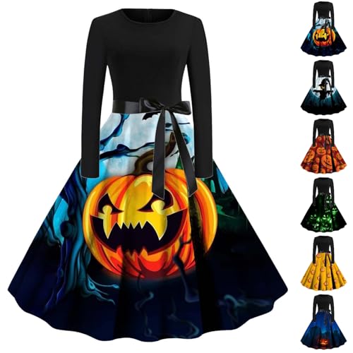 HOOUDO Party Dress Women's Vintage Cocktail Dresses Halloween Costumes Party Dresses for Women UK Womens Medieval Costume Femininity Long Sleeve Dress Lace Waist Robe Festival Crew
