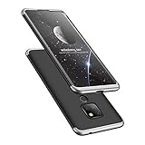 UNIYA Huawei Mate 20 Case, 3 in 1 Hard PC 360 Degree Shockproof Protective Case Cover (Silver+Black+Silver)