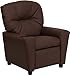 Flash Furniture Chandler LeatherSoft Kids Recliner with Cup Holder and Safety Recline, Contemporary Reclining Chair for Kids, Supports up to 90 lbs., Brown