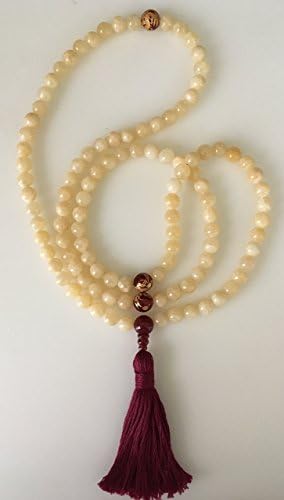 Honey Yellow Jade Quartz Mala with Dragon Beads and Tassel, Mala 108 Beads, Meditation Beads, Mala Necklace