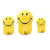 NISWDE 3Pcs Cartoon Smile Face Mutifunction Bathroom Kitchen Towel Hanger Hooks,Smiley Strong Hook Hook Coat Hook Kitchen Hook Yellow,Yellow,Wall Adhesive Plastic Hooks Glue Hooks for Wall Hooks