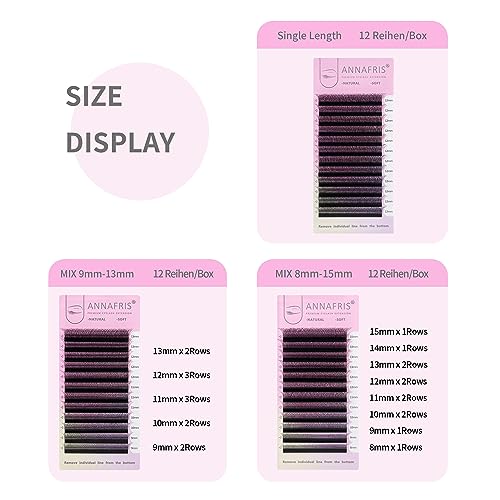 ANNAFRIS 6D W Eyelash Extension 0.07 D 8-15 mm Premade Fan Lash Russian Volume Fans Eyelashes 6D Eyelash Extension Professional(6D 0.07 D 8-15mm)