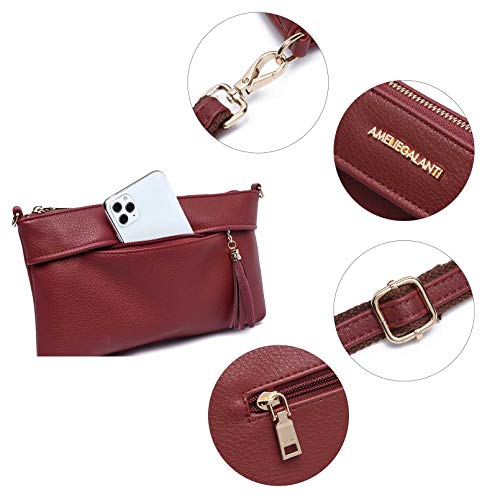 Small Crossbody Purses for Women Vegan Leather Lightweight Crossbody Purse Stylish Shoulder Bags with Wallet (Red)