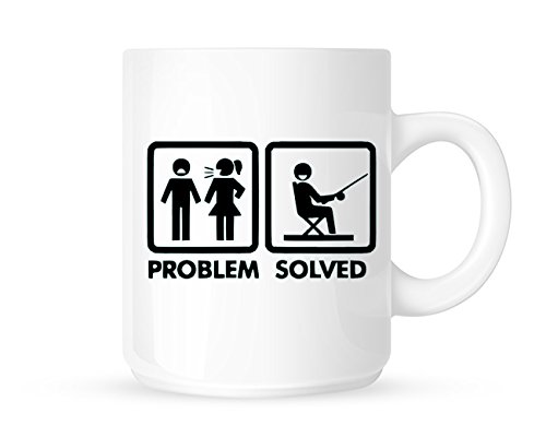 DottsMusic Problem Solved - Funny Novelty Fishing/Angling Tea/Coffee Mug/Cup - Great Gift Idea