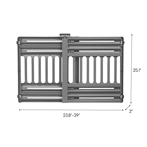 IRIS USA Puerta para Perros de 61.0 cm a 99.1 cm, de Plástico para Interiores, Extensible Y Portátil para Umbrales de Puertas, de 63.5 cm Ae Al, Gris