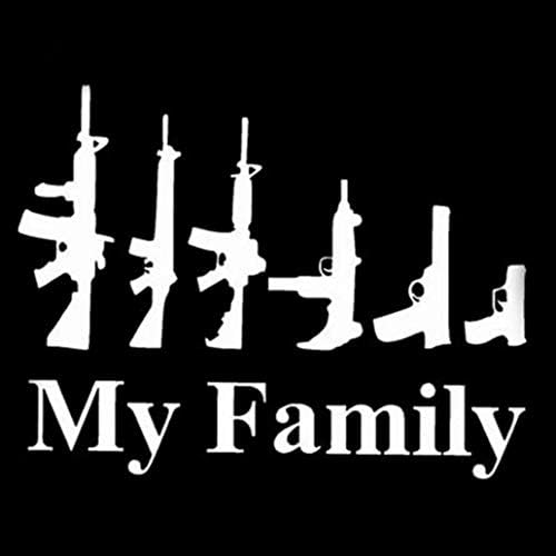 quysvnvqt Car Sticker Funny My Family Gun Printed Car Window Decor Decal Self Adhesive PET Stickers for Car Decor - White A Pattern