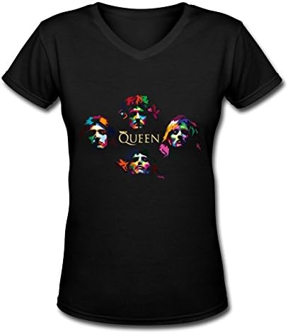 HOOYOUNG Queen Band Slim Fit Women's V-Neck S Black