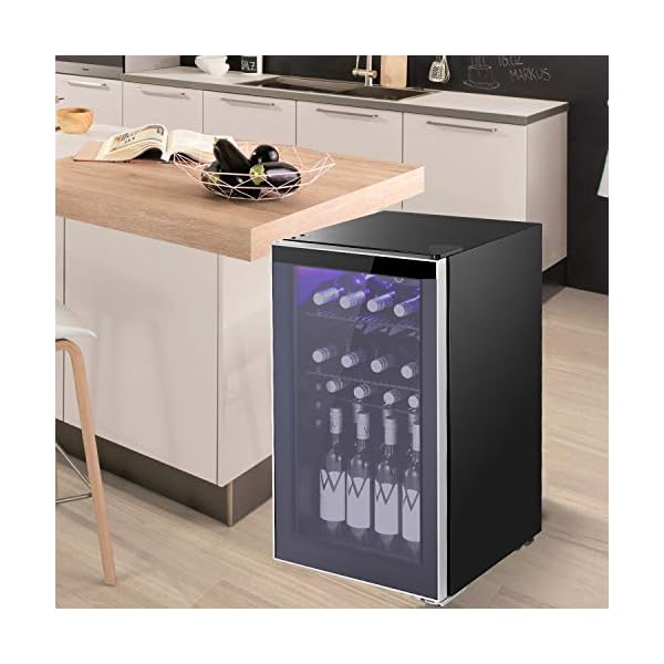 Tavata-Wine-Cooler-Freestanding-Single-Zone-Fridge-and-Cellar-Chiller-Quiet-Wine-Refrigerator-with-UV-Protection-Glass-DoorCompressor-Refrigeration-for-Counter-Top-26-Bottles
